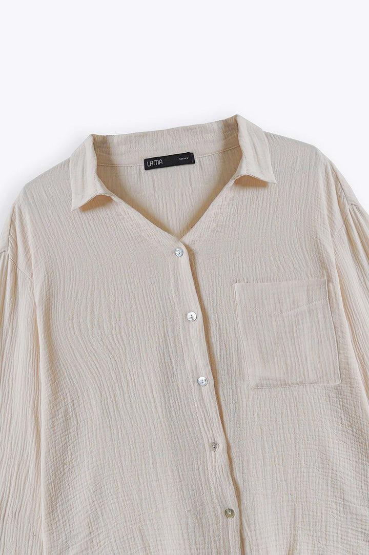 CREAM BASIC MUSLIN BUTTON DOWN