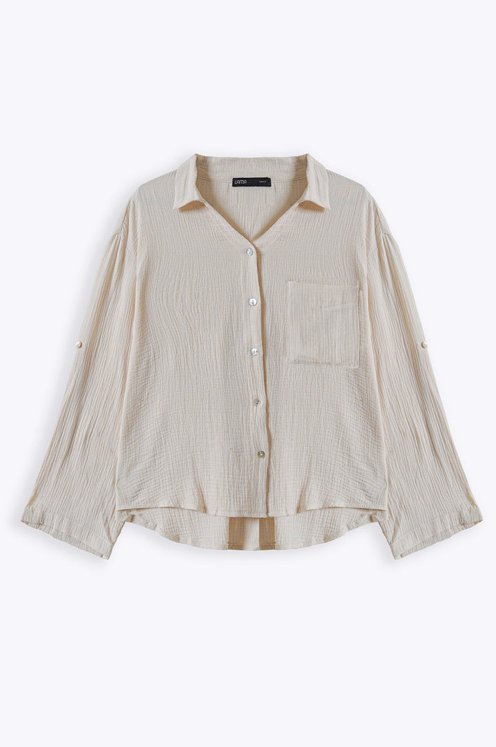 CREAM BASIC MUSLIN BUTTON DOWN