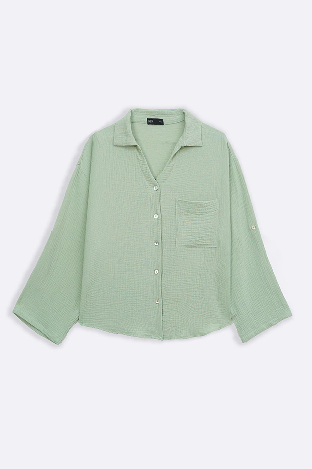 GREEN BASIC MUSLIN BUTTON DOWN