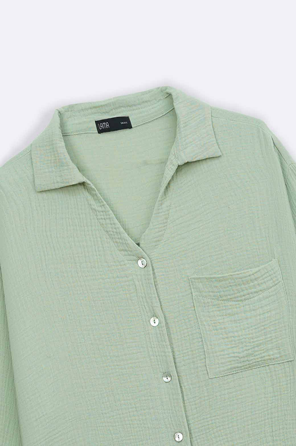 GREEN BASIC MUSLIN BUTTON DOWN