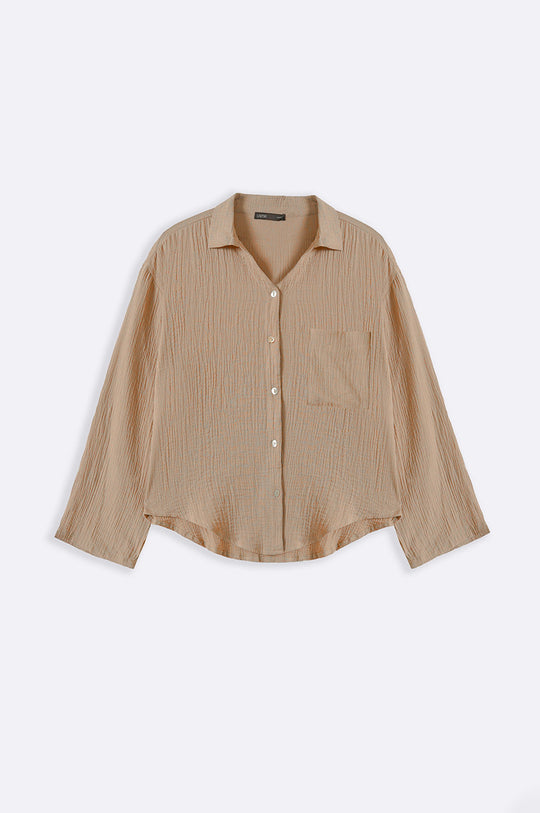 TAUPE BASIC MUSLIN BUTTON DOWN