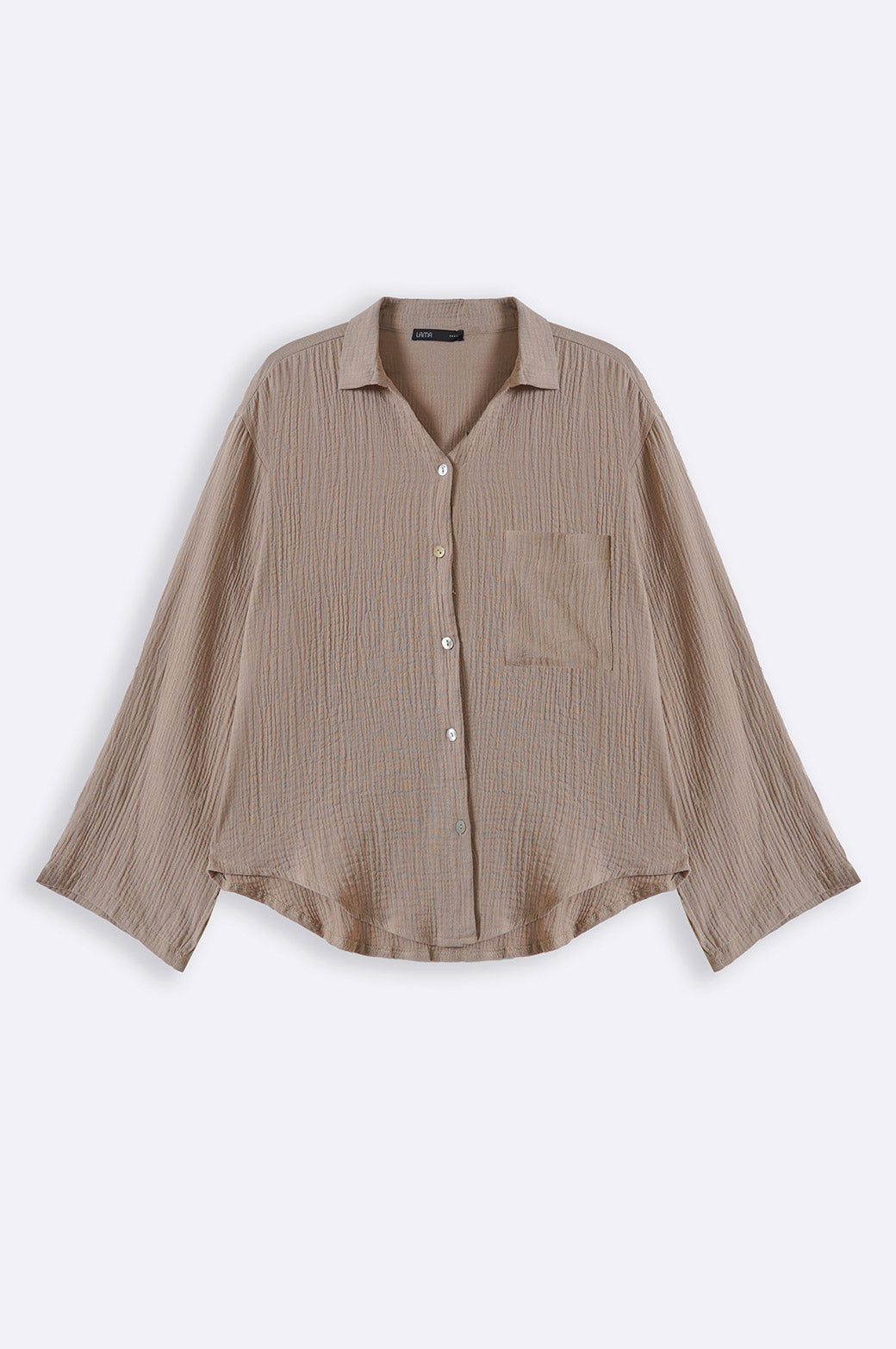 TAUPE BASIC MUSLIN BUTTON DOWN