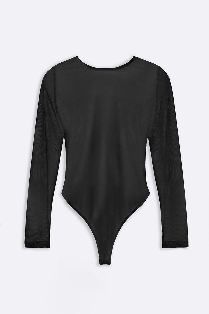 BLACK FULL SLEEVE MESH BODYSUIT