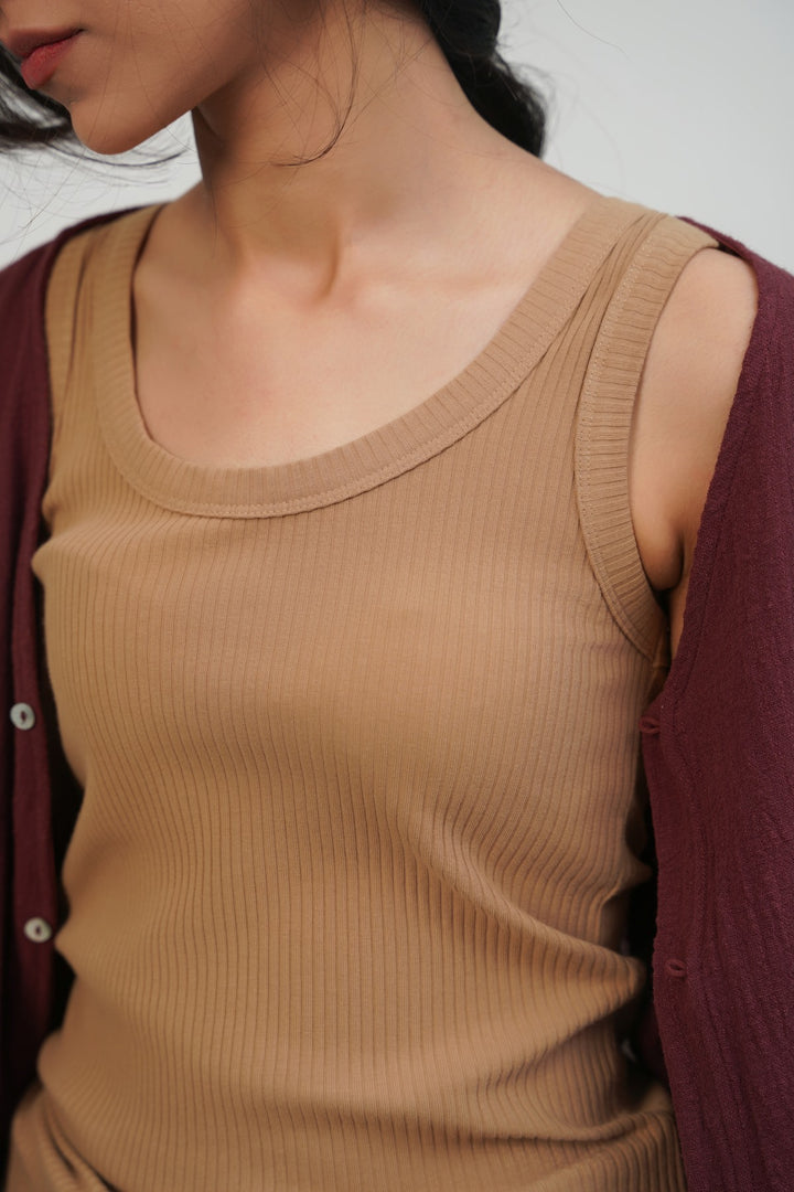 TAUPE BASIC TANK TOP