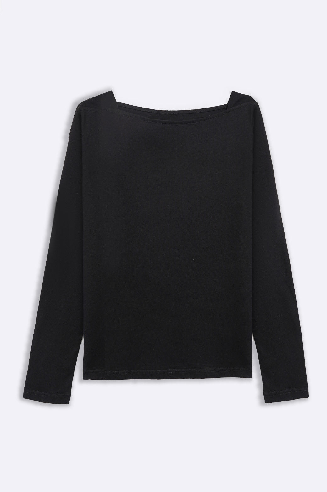 BLACK WIDE-NECK TEE