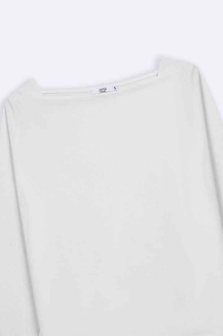 WHITE WIDE-NECK TEE