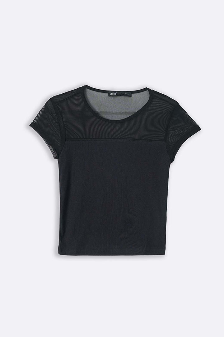 BLACK SEMI-SHEER TEE