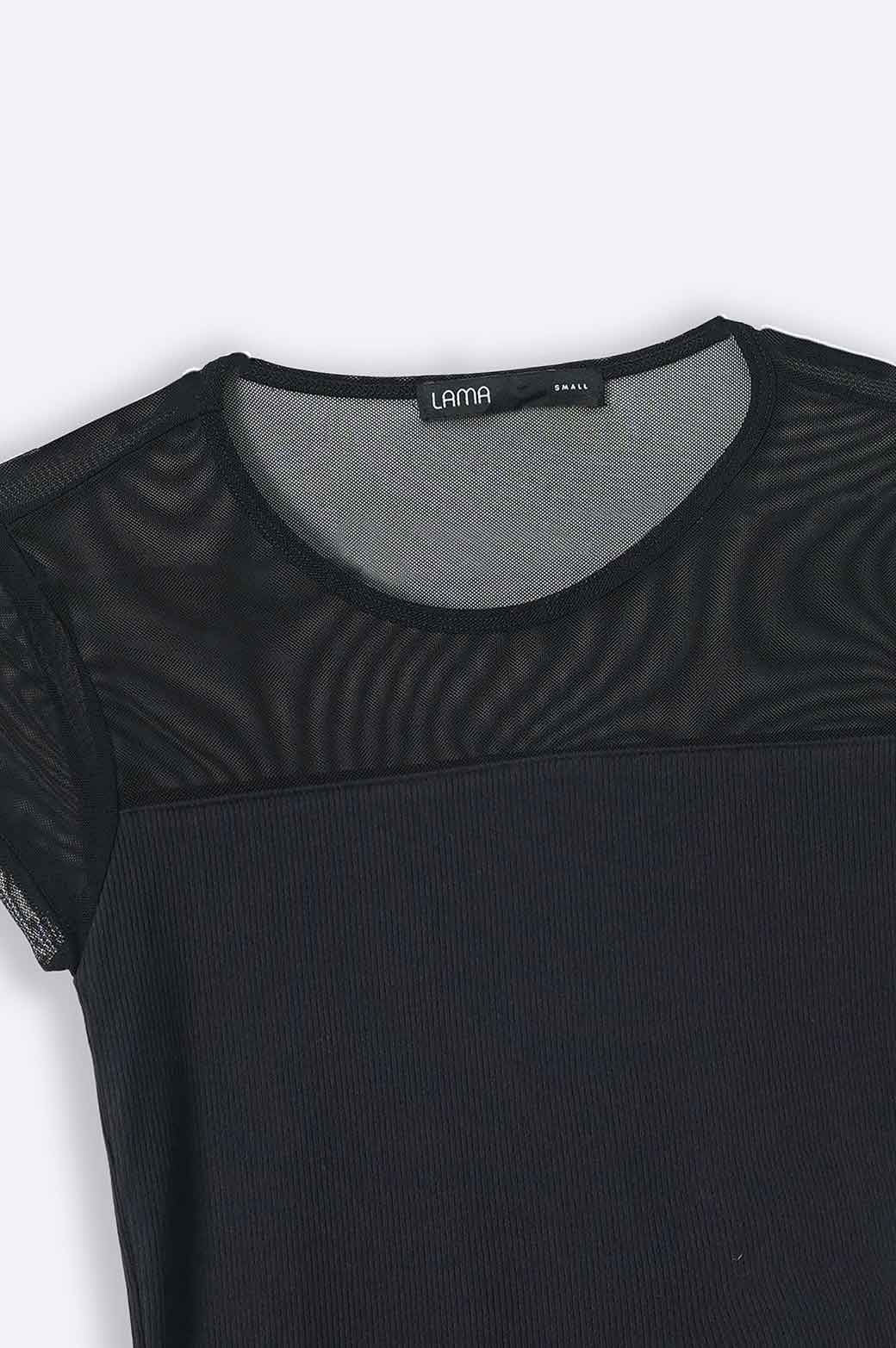 BLACK SEMI-SHEER TEE