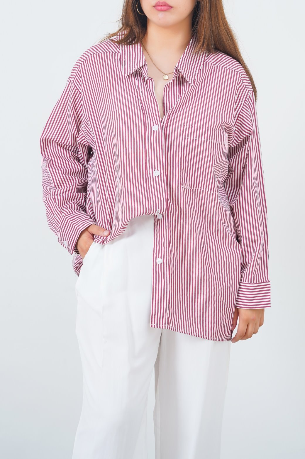 MAROON SLOUCHY BUTTON DOWN
