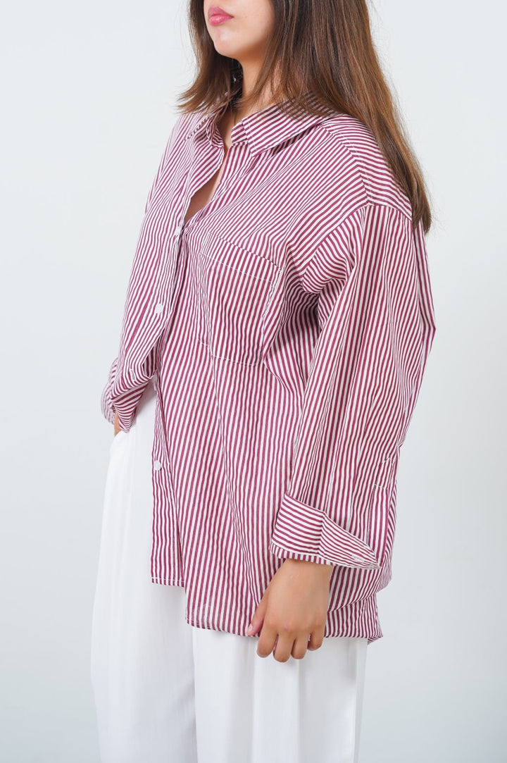 MAROON SLOUCHY BUTTON DOWN