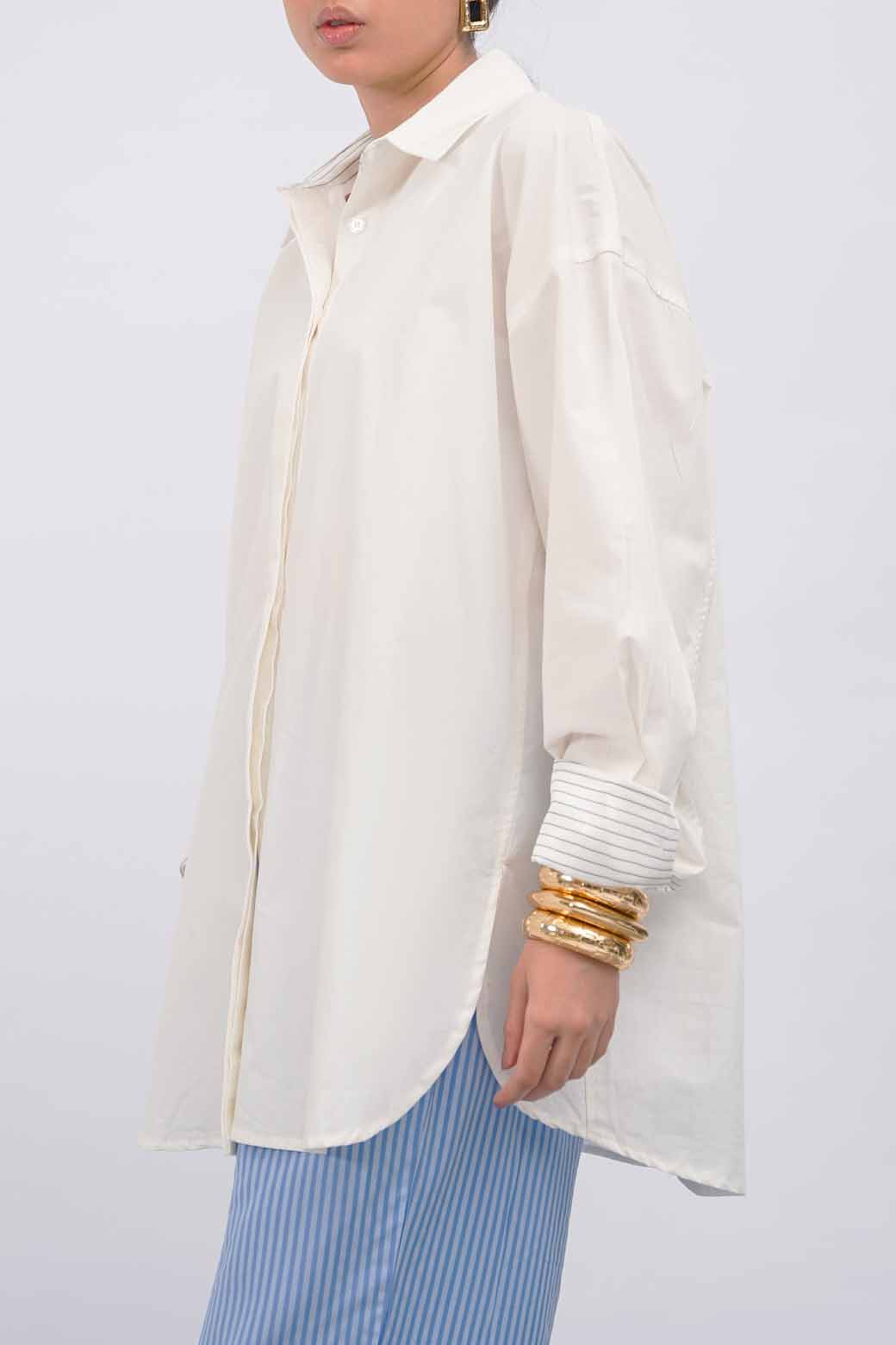 WHITE CONTRAST COLLAR BUTTON DOWN