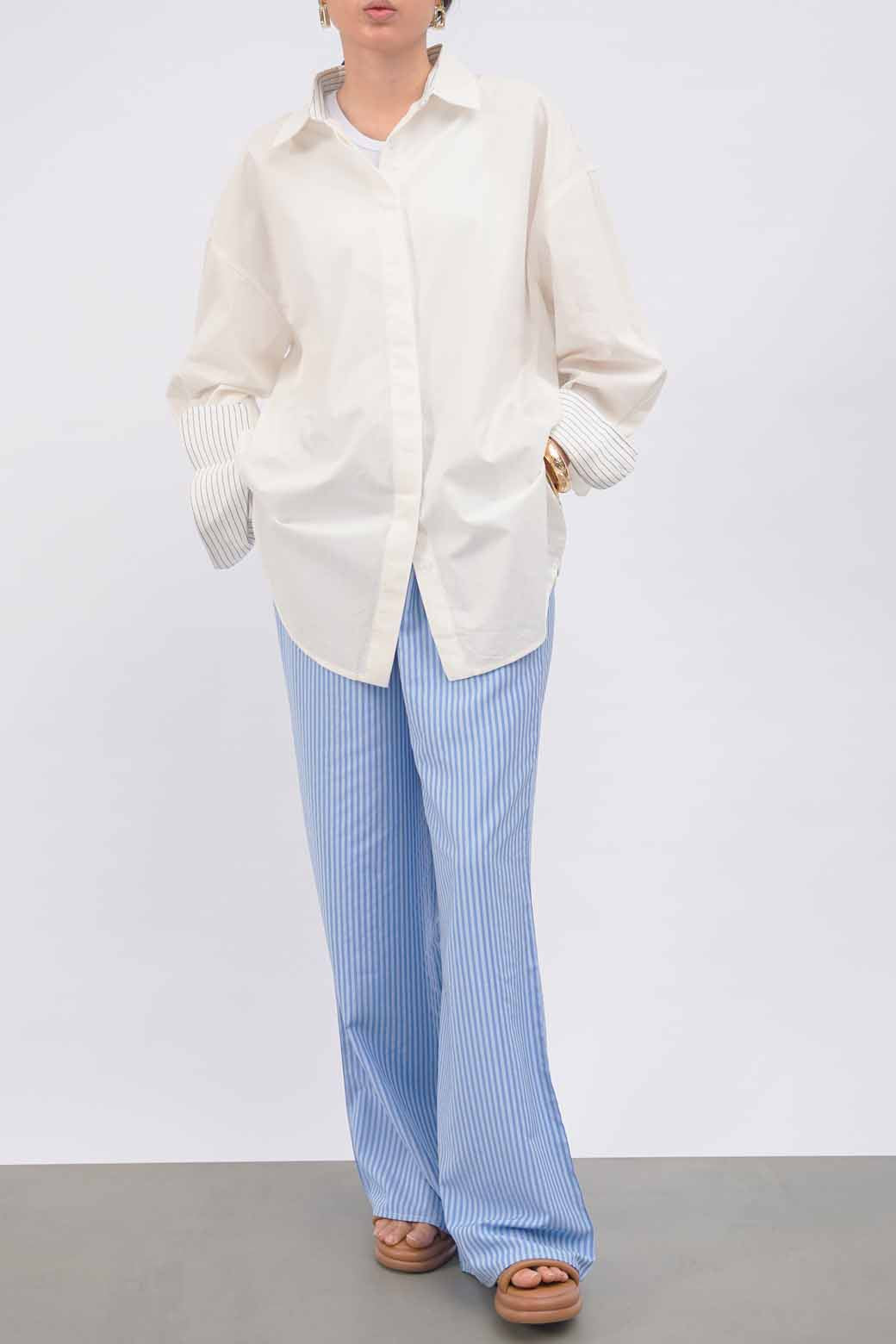 WHITE CONTRAST COLLAR BUTTON DOWN