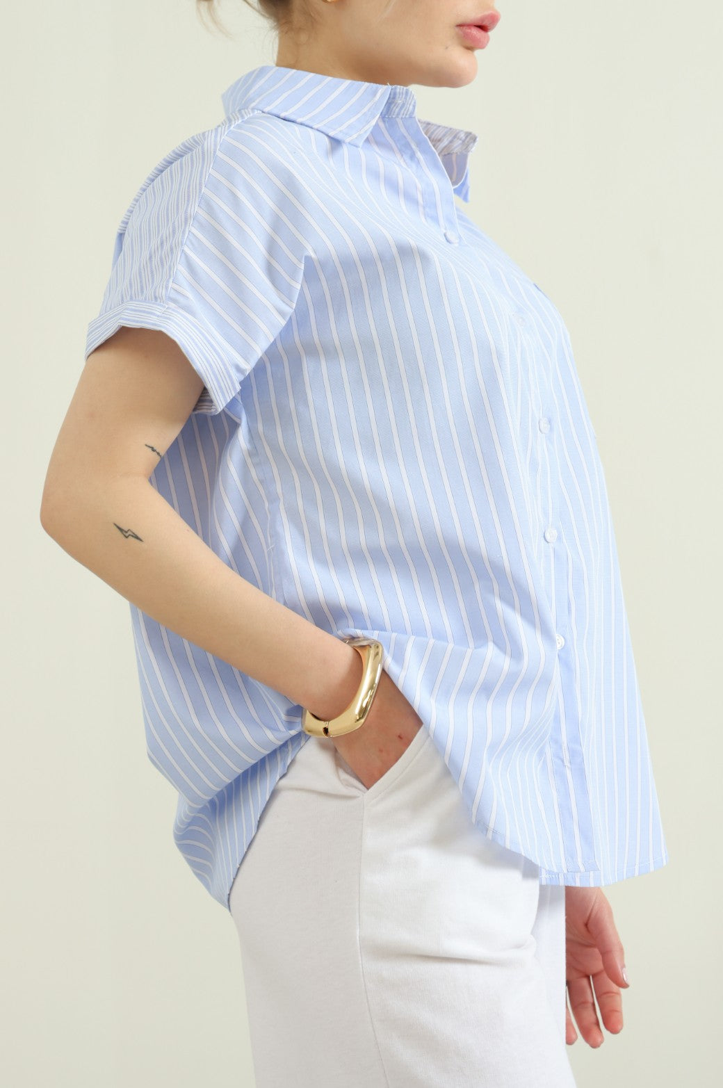 BLUE PATCH STRIPED SHIRT