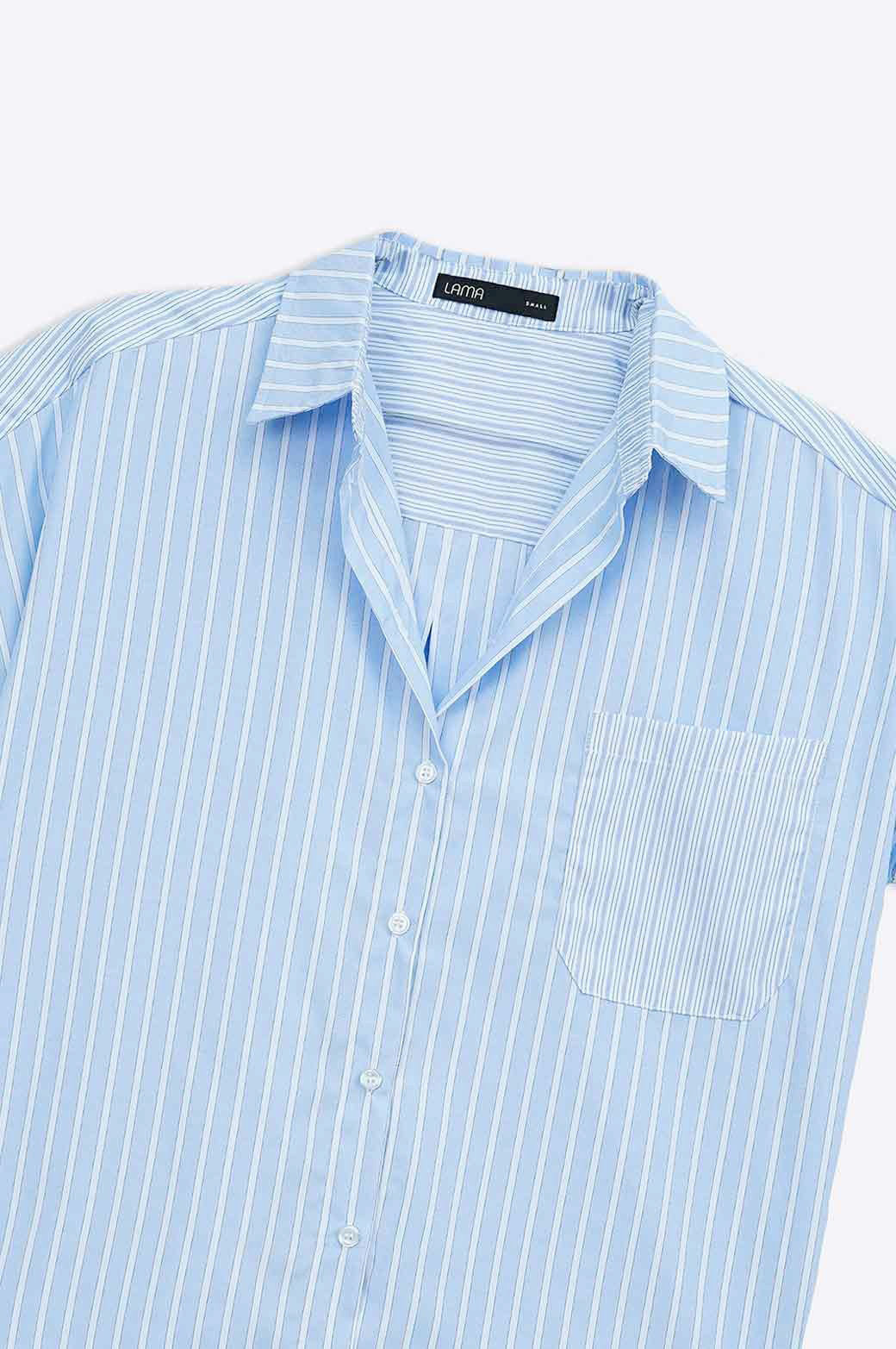 BLUE PATCH STRIPED SHIRT