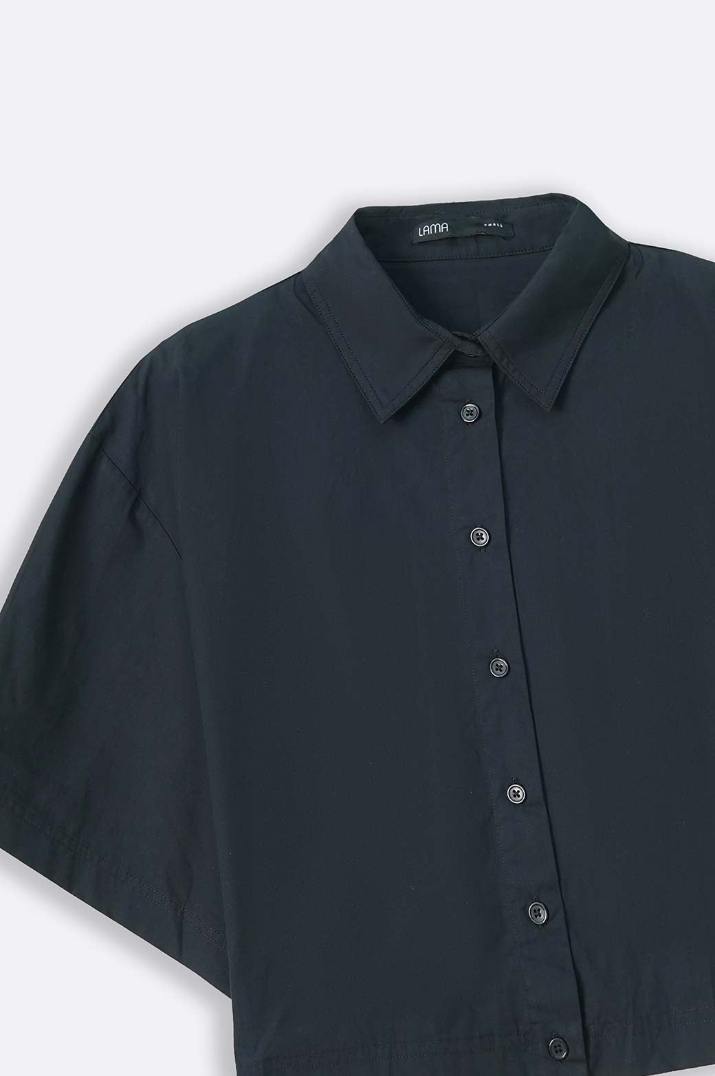 BLACK SHORT SHIRT WITH STRETCHY BACK