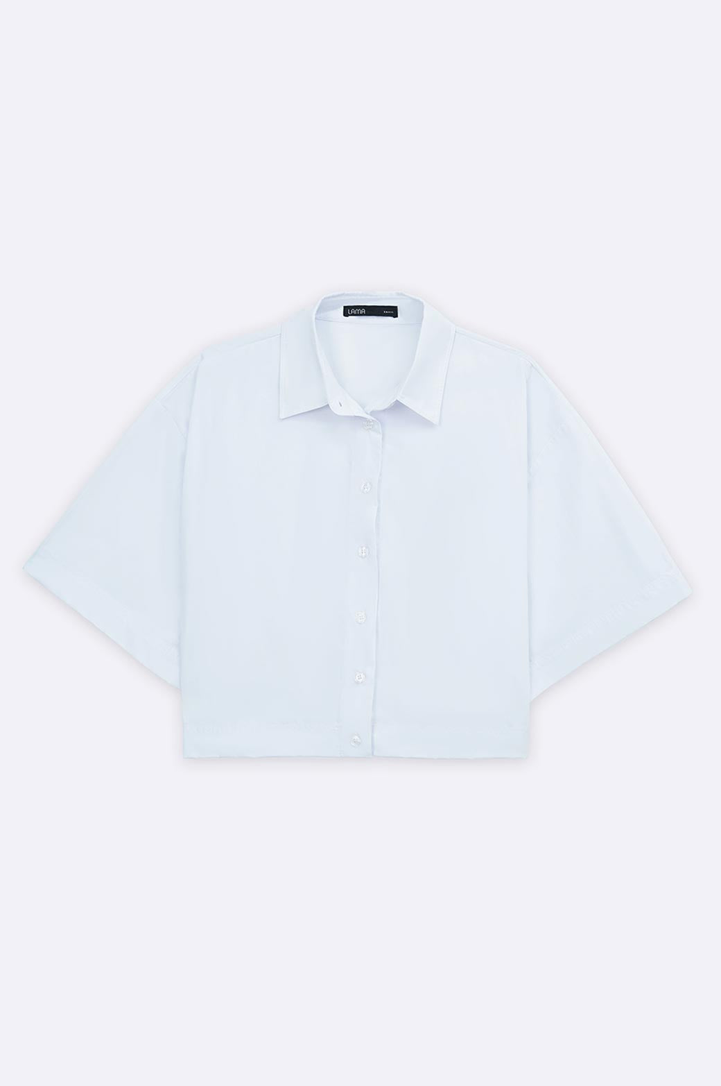 WHITE SHORT SHIRT WITH STRETCHY BACK