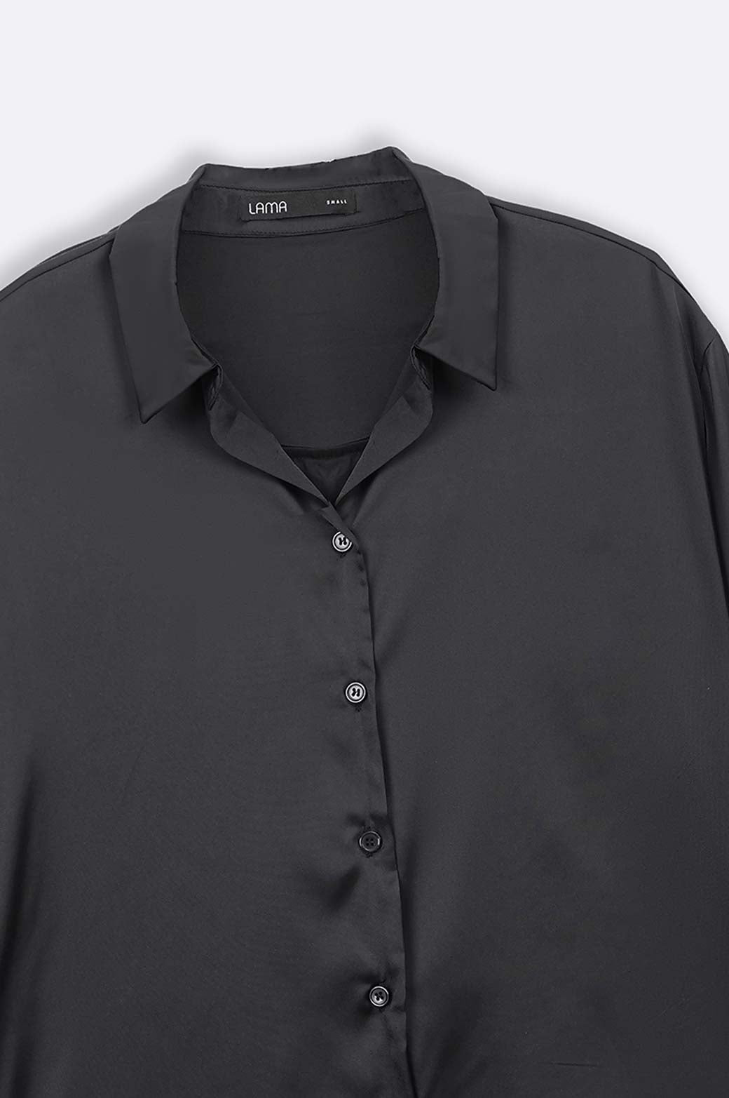 BLACK BASIC SILK SHIRT