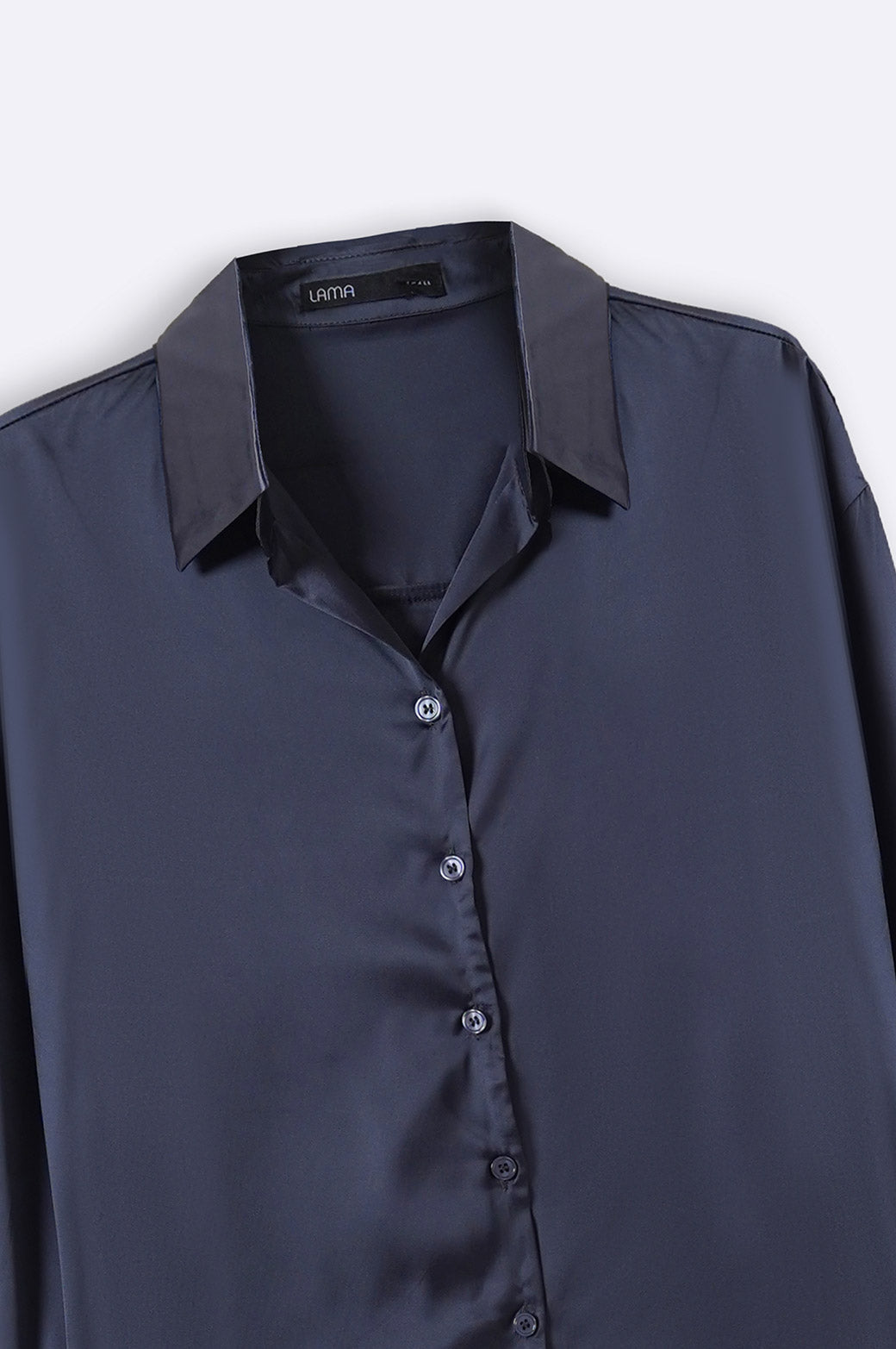 NAVY BASIC SILK SHIRT