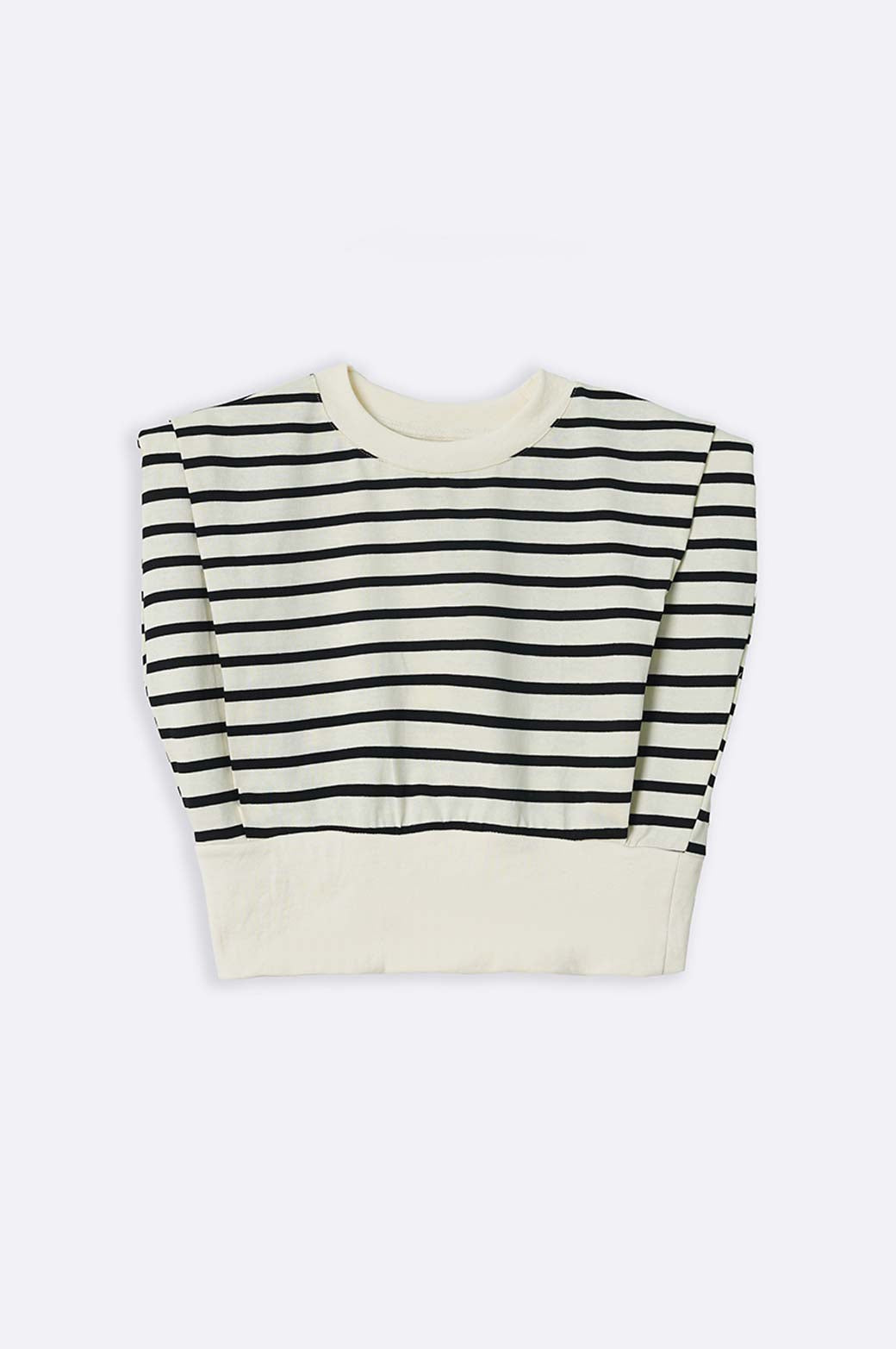 CREAM CROPPED SHOULDER T-SHIRT