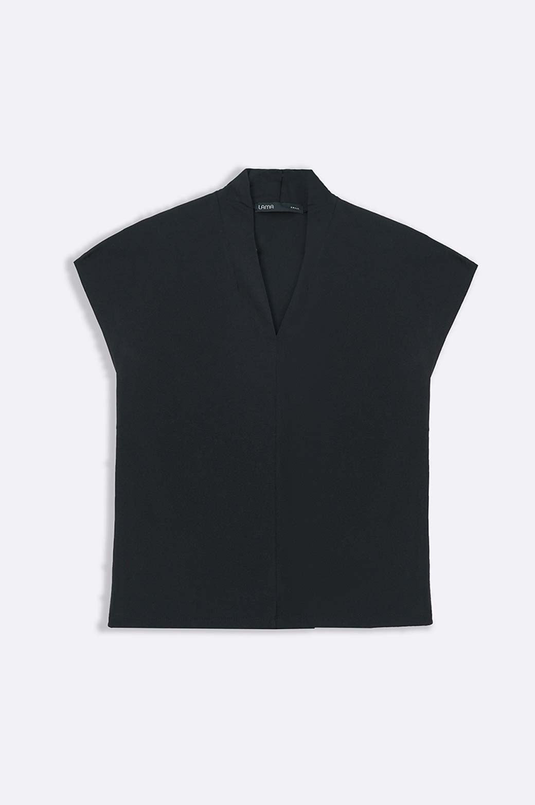 BLACK STRETCHY V-NECK TOP