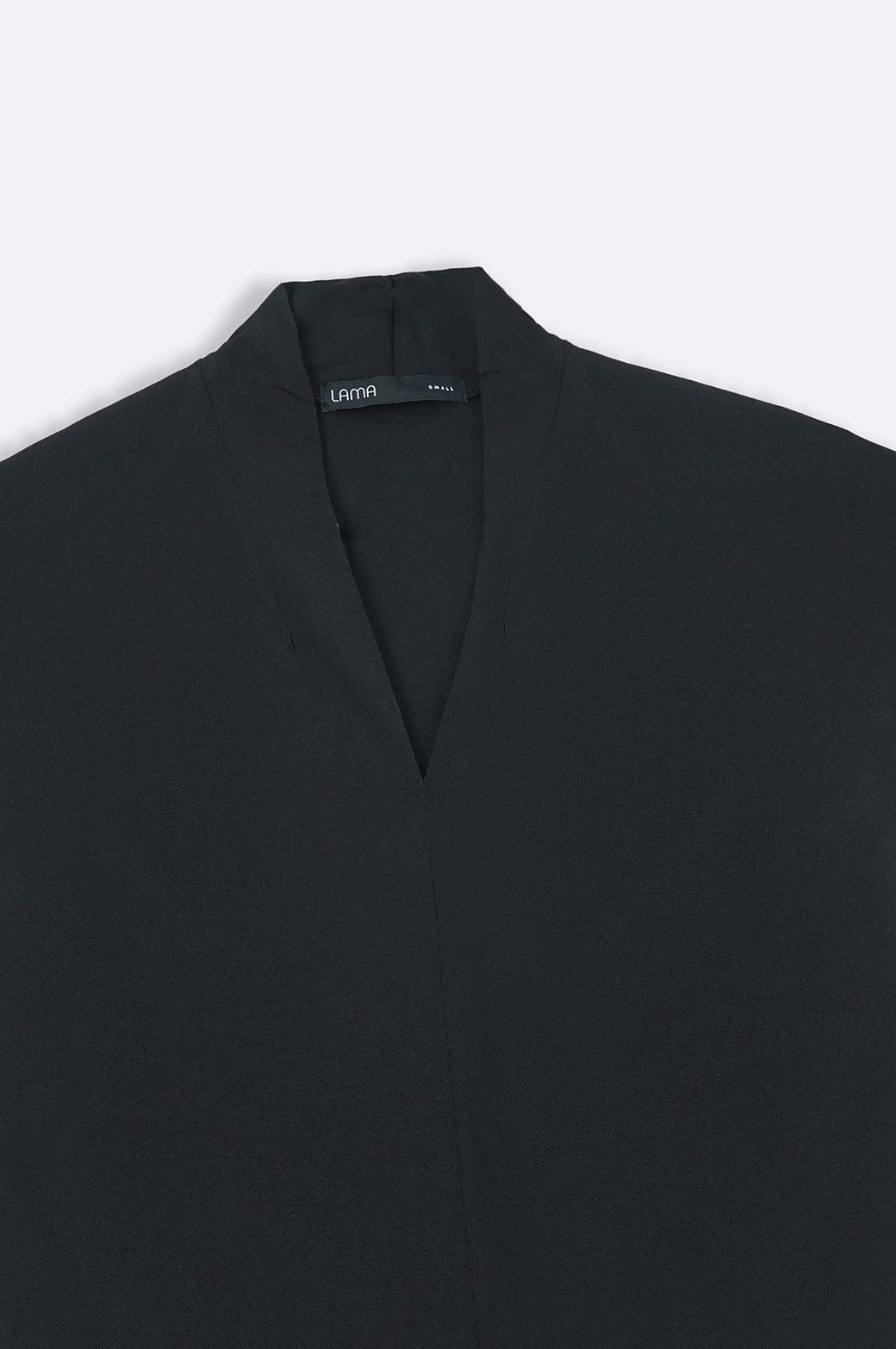 BLACK STRETCHY V-NECK TOP