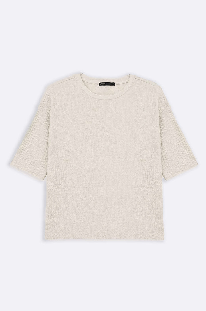 OFF WHITE TEXTURED STRETCHY TOP