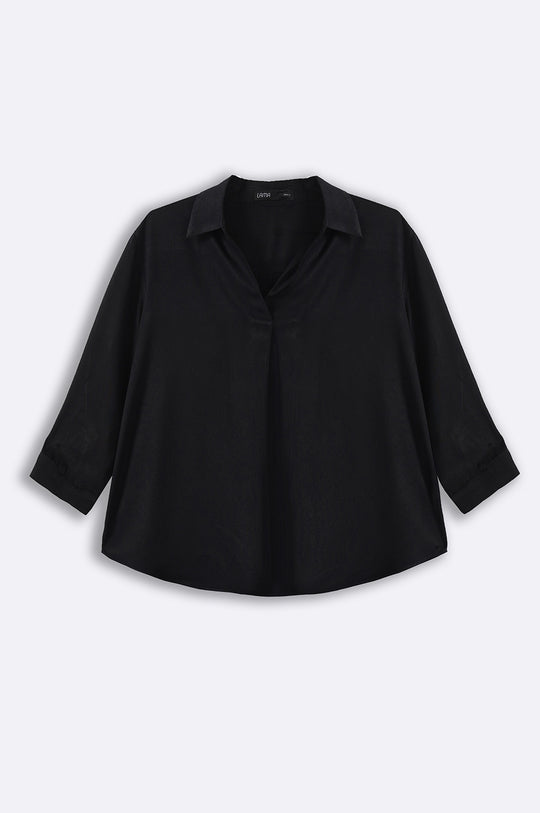 BLACK EVERYDAY PLEATED BLOUSE