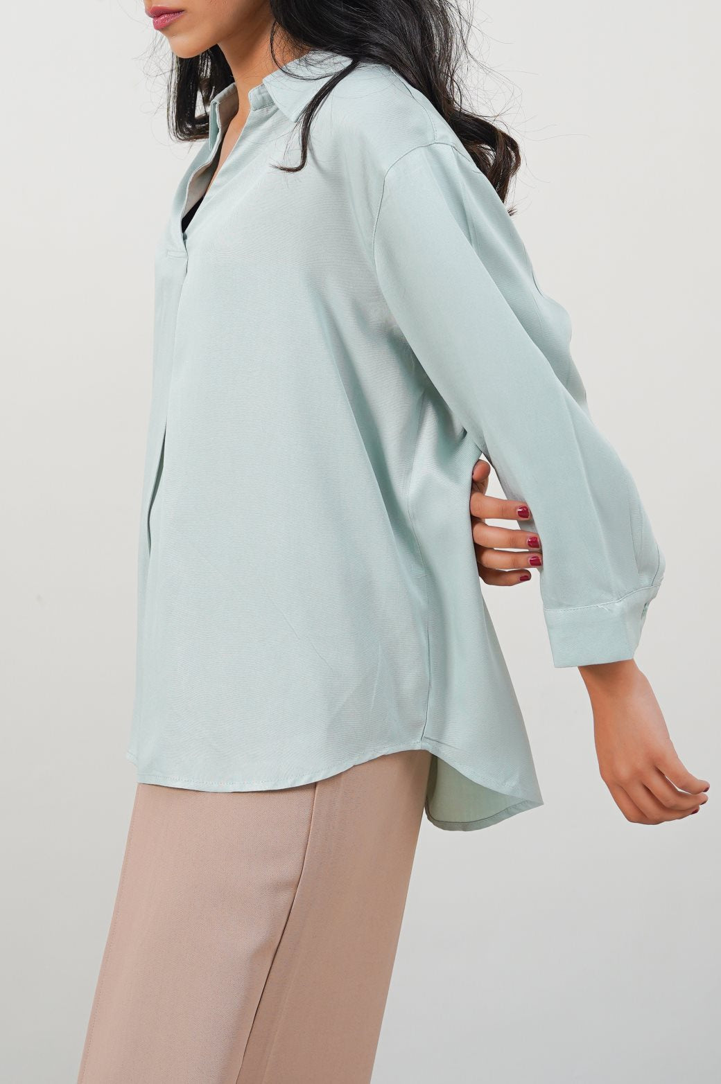 GREEN EVERYDAY PLEATED BLOUSE