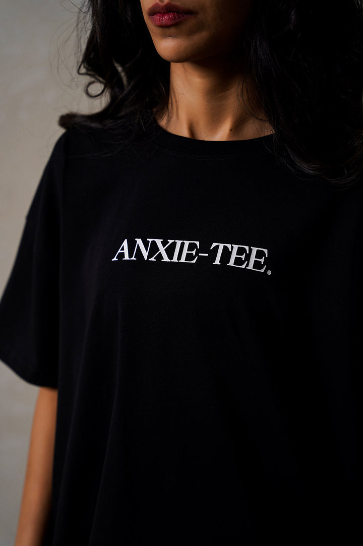 BLACK OVERSIZED T-SHIRT WITH PRINT