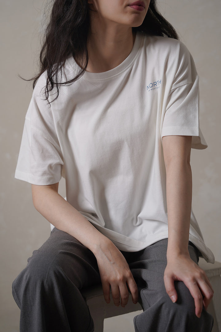 WHITE OVERSIZED T-SHIRT WITH PRINT