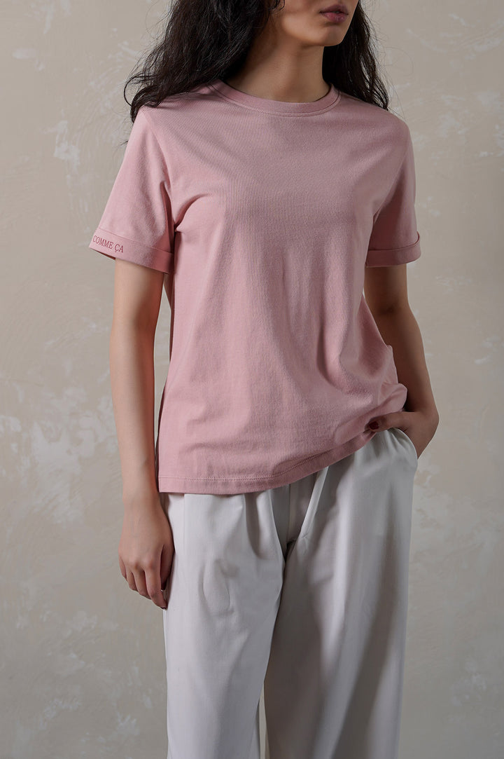 ITLIAN CLAY TEE WITH SLEEVE PRINT