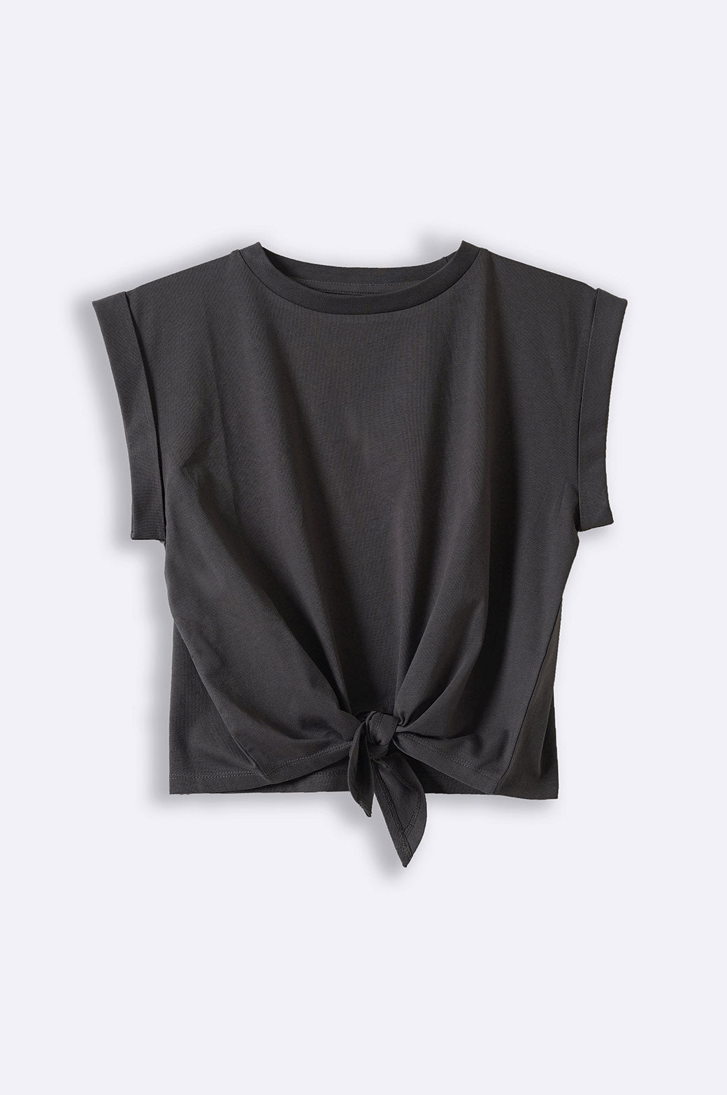 CHARCOAL FRONT KNOT TEE