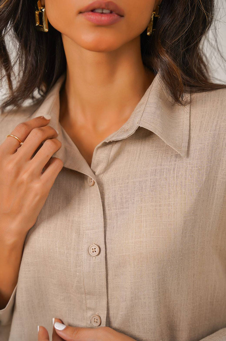 BEIGE CASUAL BUTTON DOWN