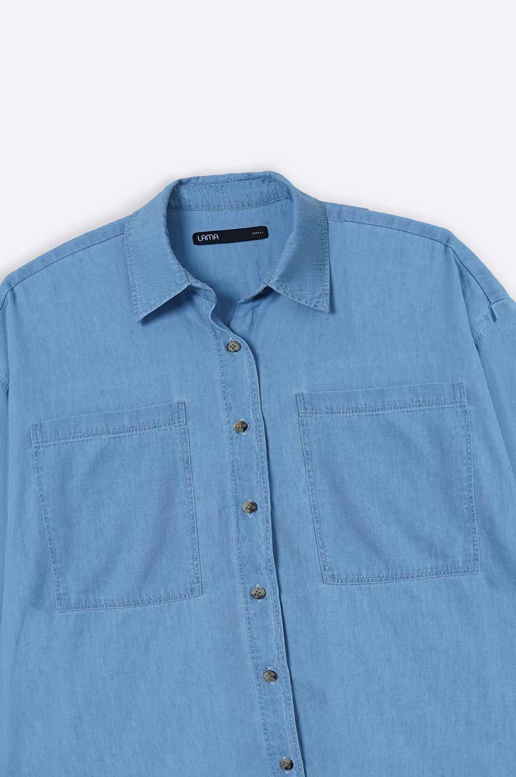 MID BLUE PATCH POCKET DENIM SHIRT