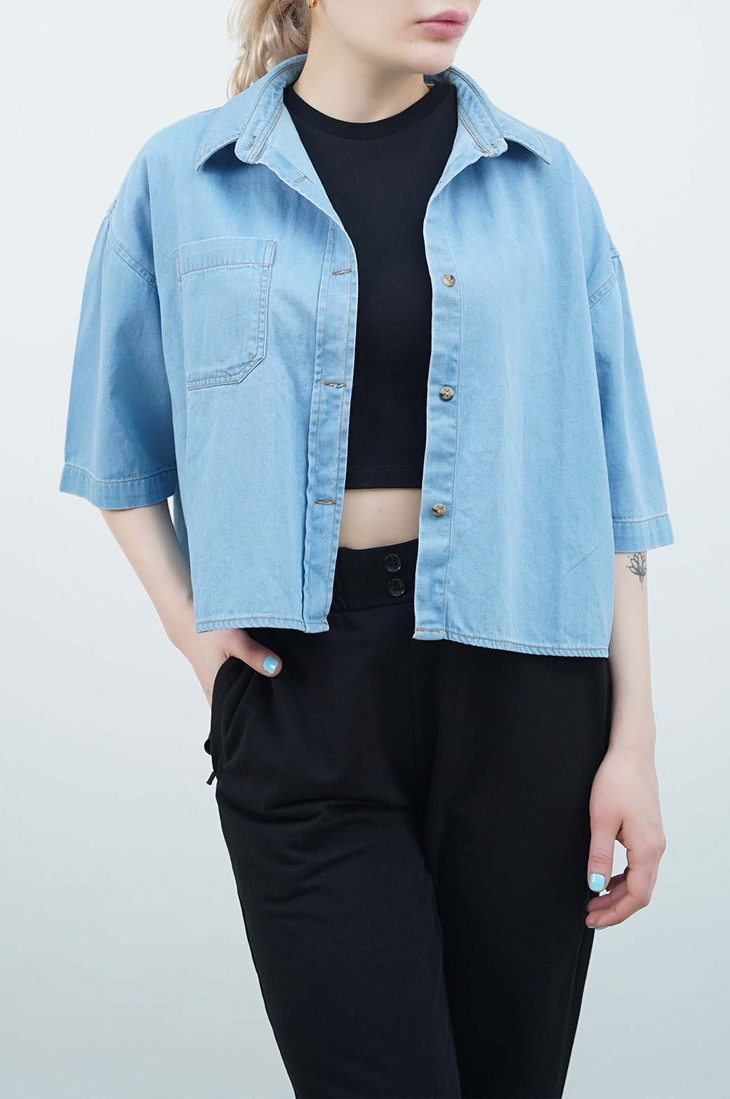 lightblue BOXY DENIM SHIRT