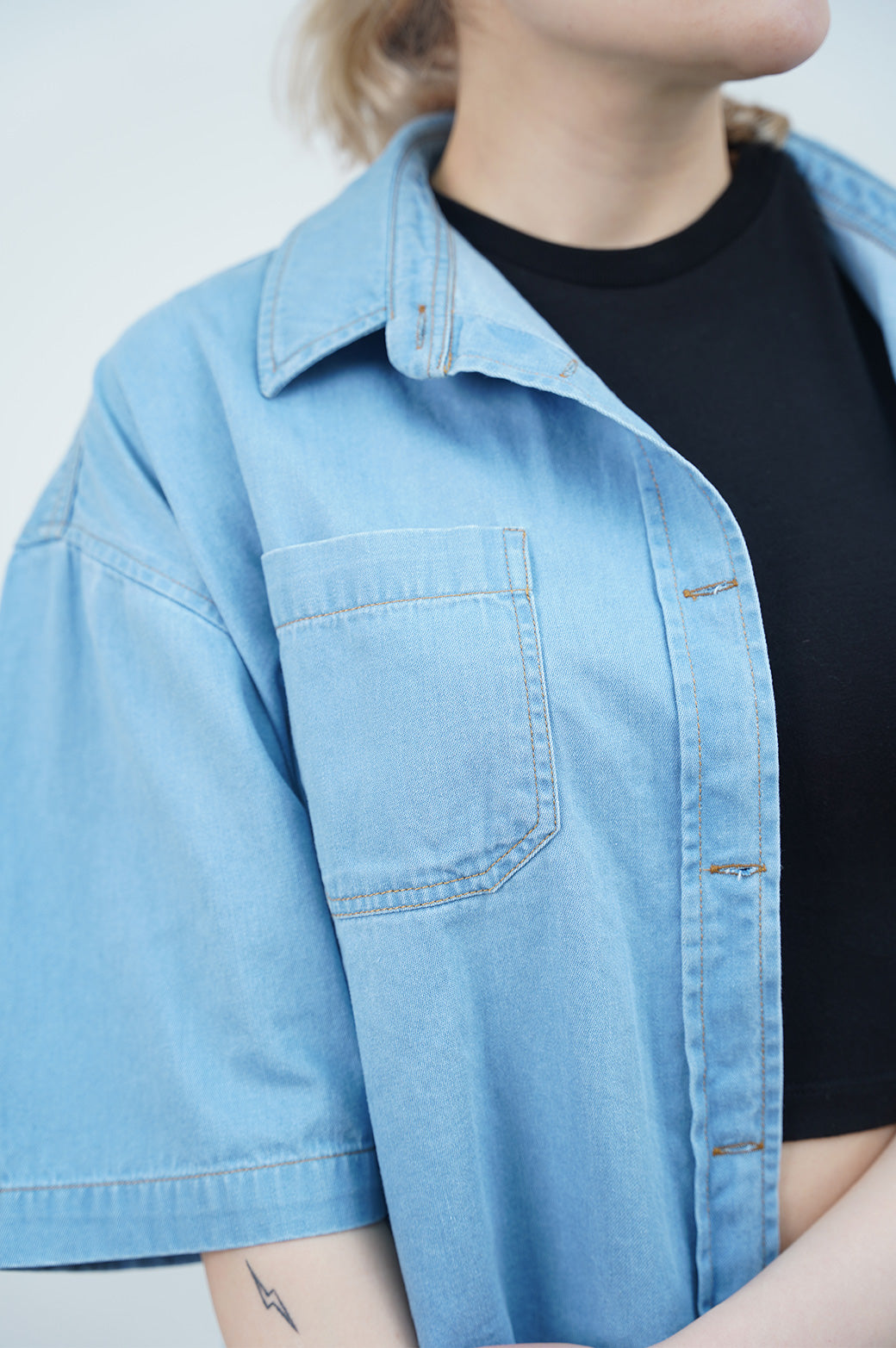 lightblue BOXY DENIM SHIRT