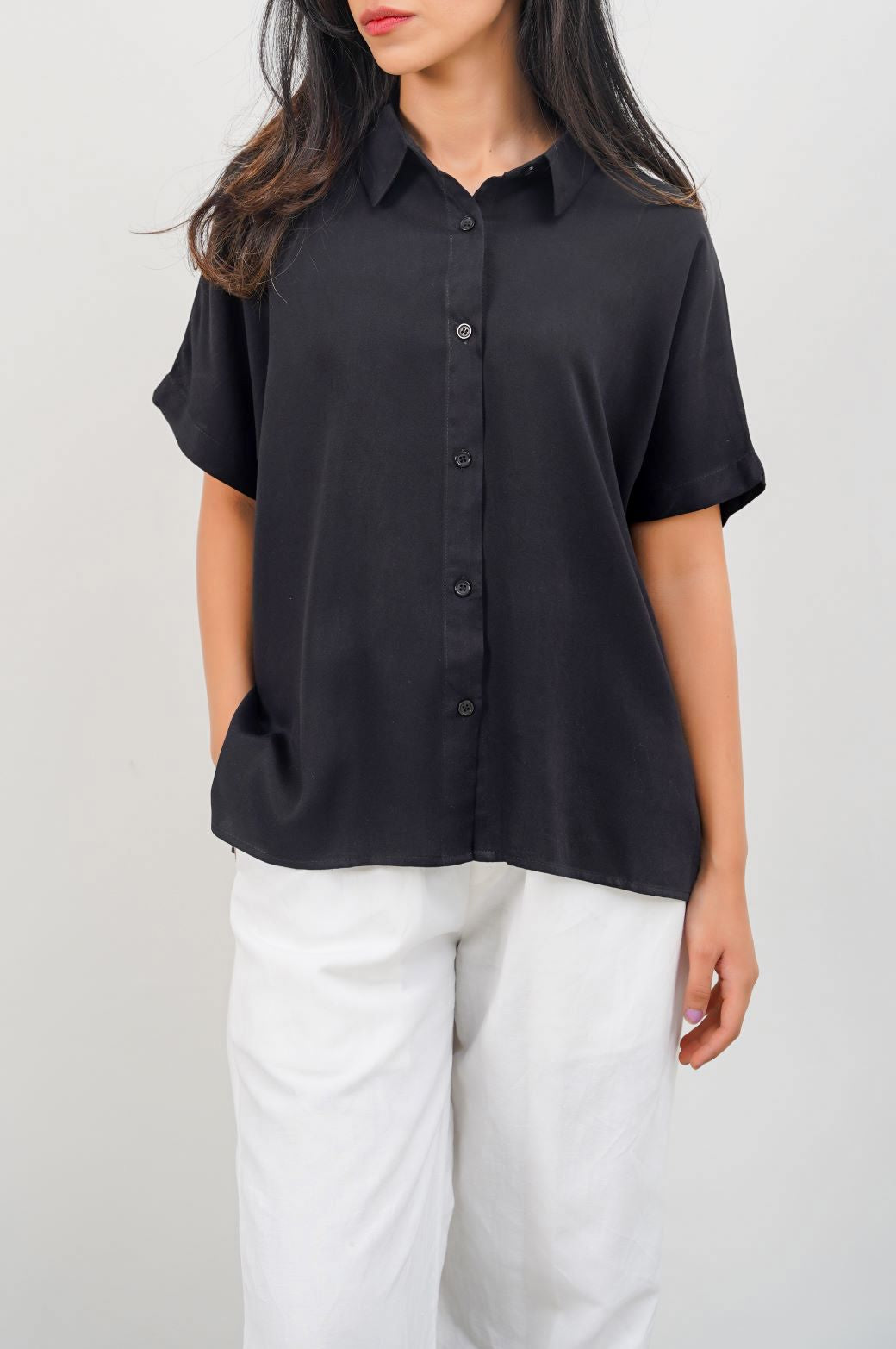 BLACK MUSLIN SAFARI SHIRT