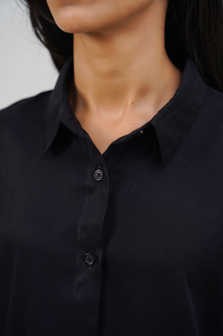 BLACK MUSLIN SAFARI SHIRT