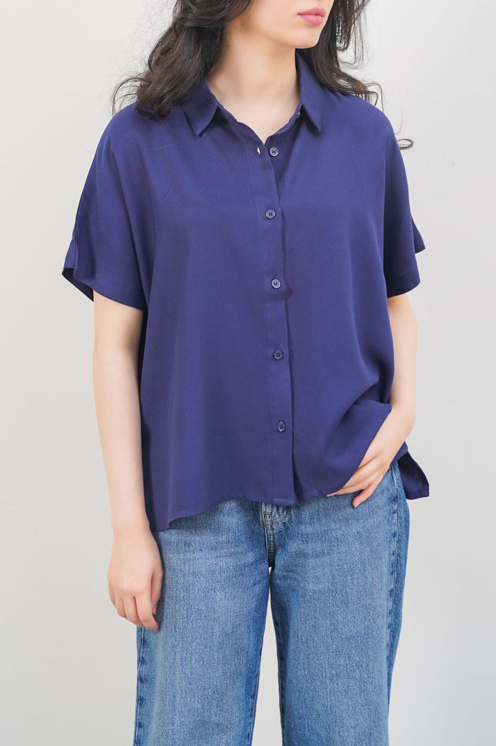 NAVY MUSLIN SAFARI SHIRT