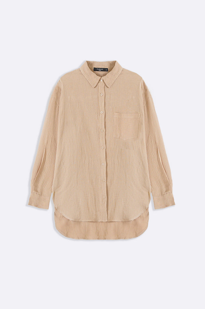 BEIGE CURVE MUSLIN SHIRT