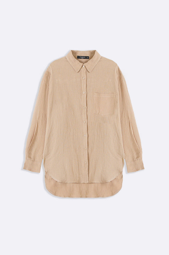 BEIGE CURVE MUSLIN SHIRT