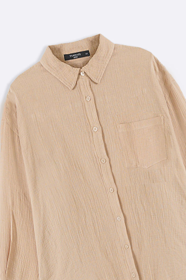 BEIGE CURVE MUSLIN SHIRT