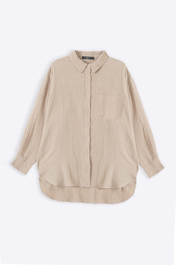 BEIGE CURVE MUSLIN SHIRT