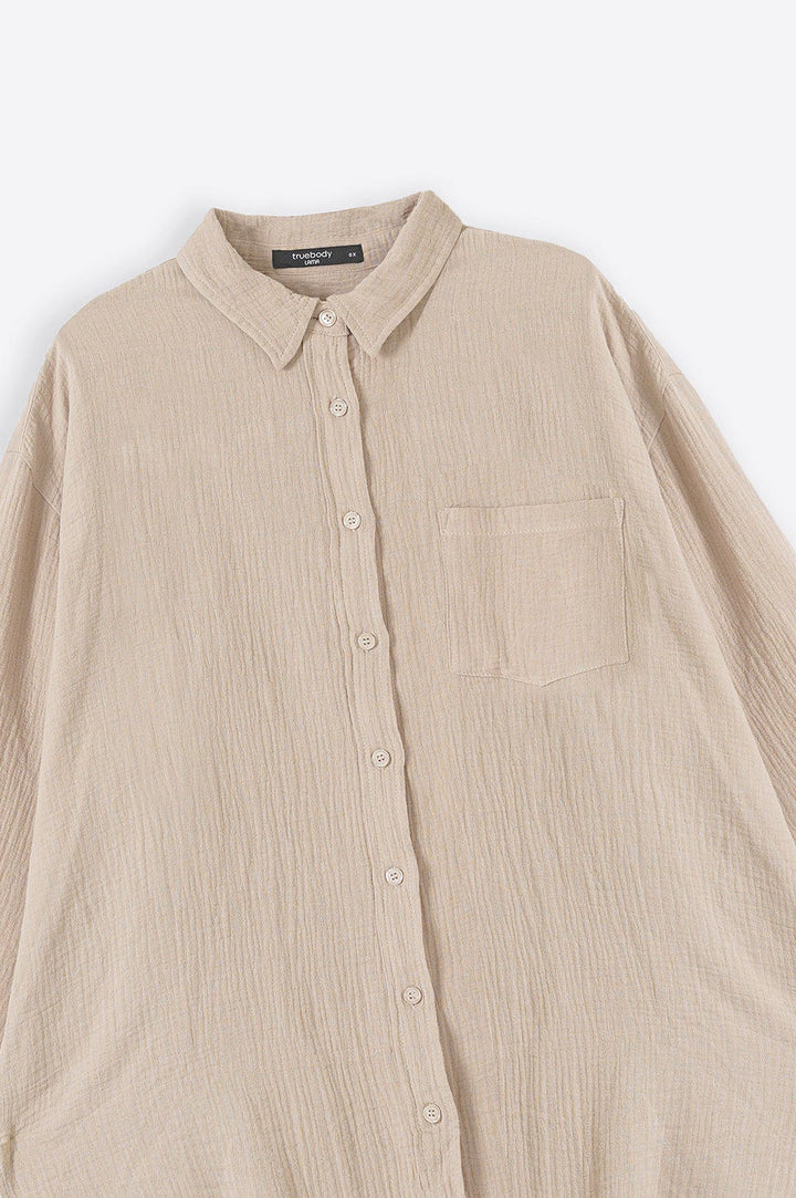 BEIGE CURVE MUSLIN SHIRT