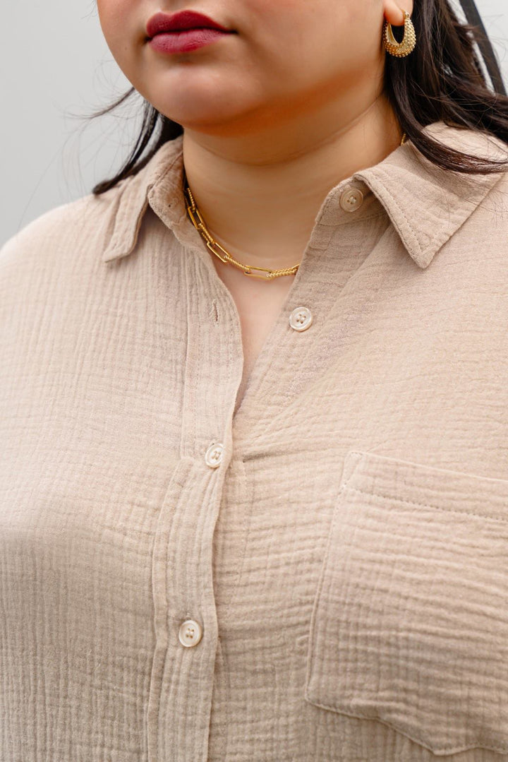 BEIGE CURVE MUSLIN SHIRT