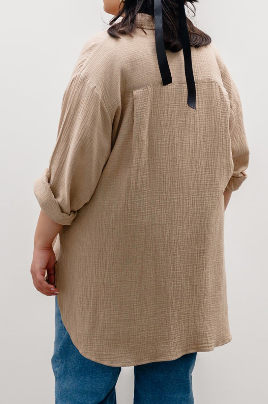 BEIGE CURVE MUSLIN SHIRT