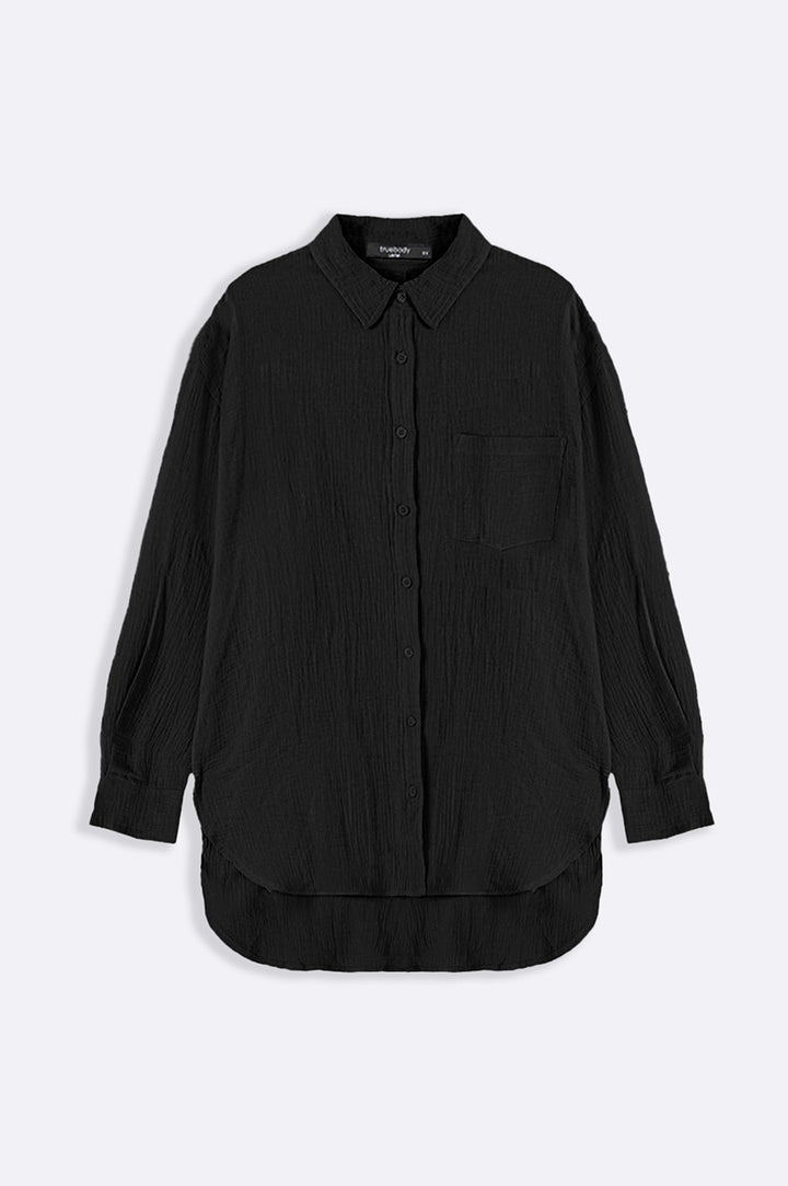 BLACK CURVE MUSLIN SHIRT