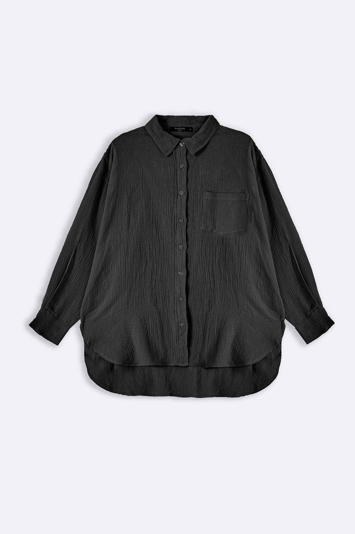 BLACK CURVE MUSLIN SHIRT