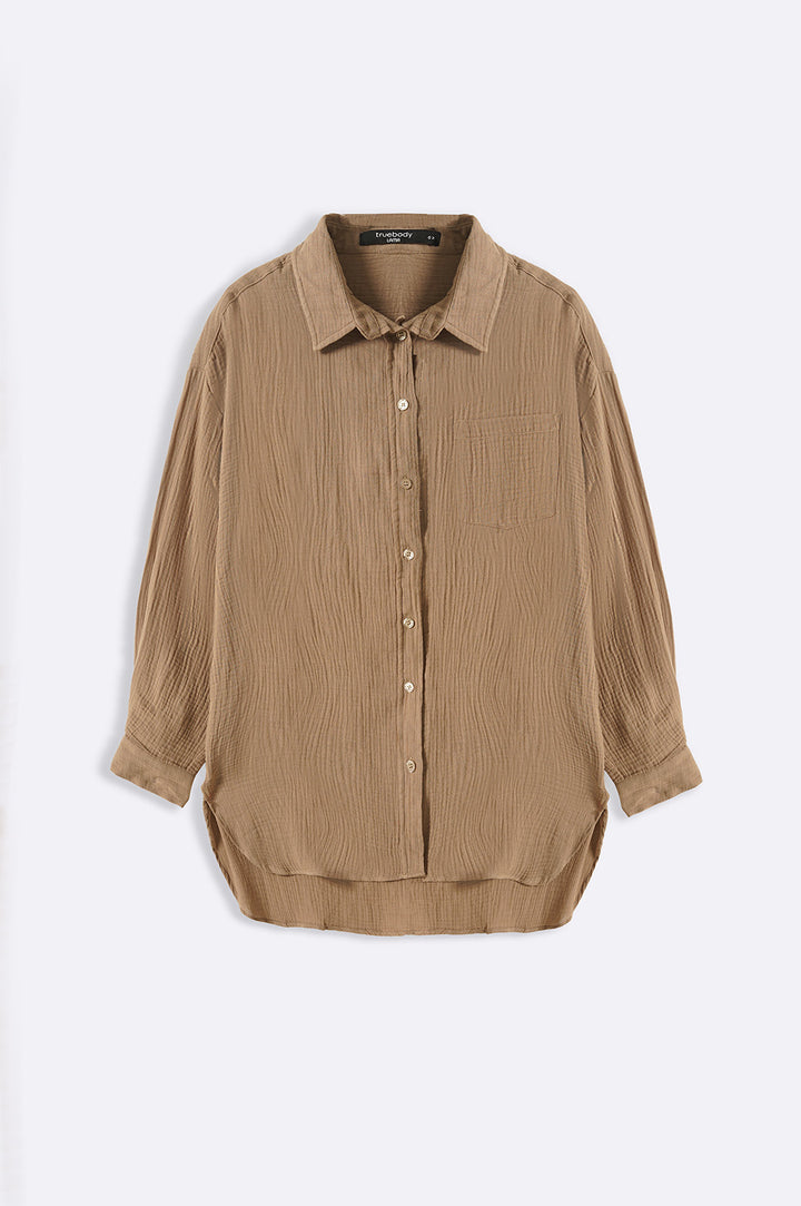 CAMEL CURVE MUSLIN SHIRT