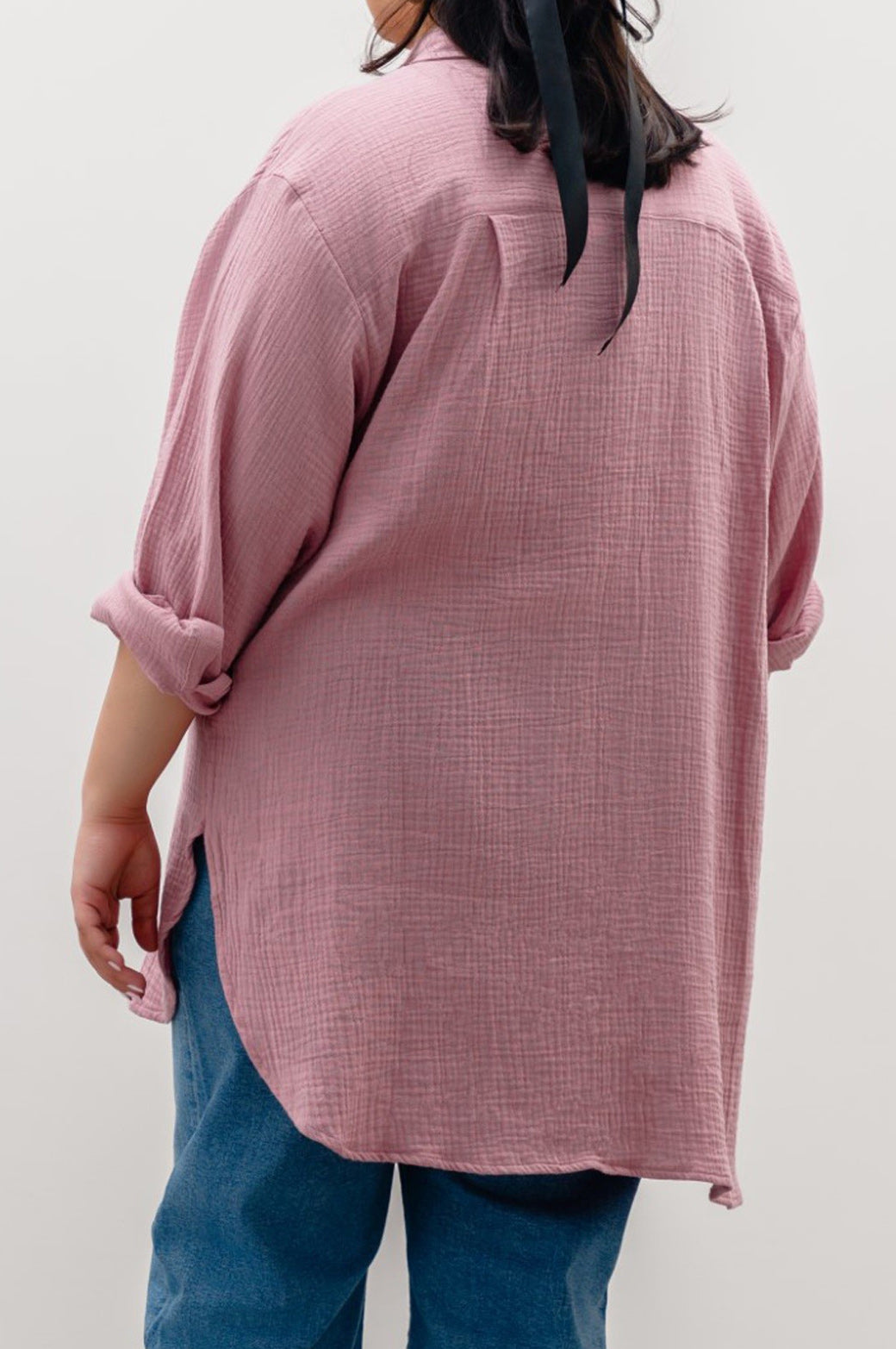 DIRTY PINK CURVE MUSLIN SHIRT